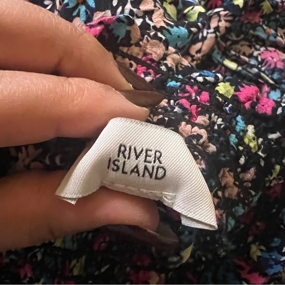 RIVER ISLAND Ditsy Floral Pattern Ruffle Tiered Midi Maxi Stretch Skirt Slit S - Picture 14 of 16